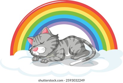 A peaceful cat sleeps on a fluffy cloud