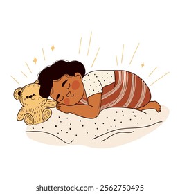 Peaceful Child Sleeping with Teddy Bear