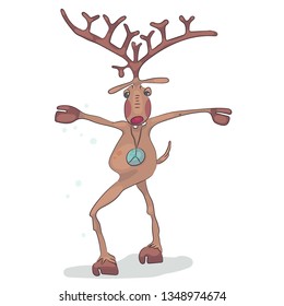 Peaceful deer. Vector illustration. Mane character.