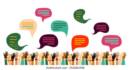 Peaceful Demonstration. Freedom, Liberty, Respect, Multicultural Concept. International Peace Day Vector Background. Peace Day Banner. Different Nations Agreement Design. Hands, Black and White Skin.