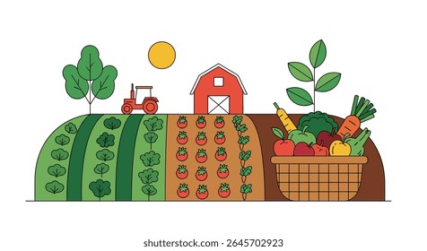 A Peaceful Farm Landscape With Crops and Harvest Season