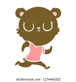 peaceful flat color style cartoon bear running