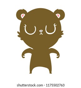 peaceful flat color style cartoon bear