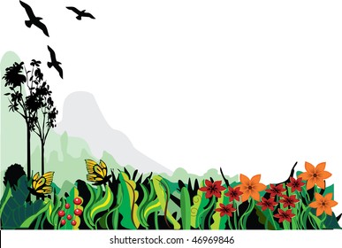 a peaceful garden scene