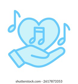 Peaceful Heart blue color, mini illustration icon, related to relaxation, spa, wellness and more. Vector EPS 10 for modern concept, print, UI, UX kit, web and app development