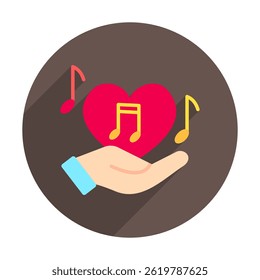 Peaceful Heart rounded flat color, mini illustration icon, related to relaxation, spa, wellness and more. Vector EPS 10 for modern concept, print, UI, UX kit, web and app development