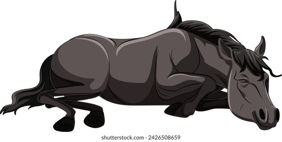 A peaceful horse lying down in vector art