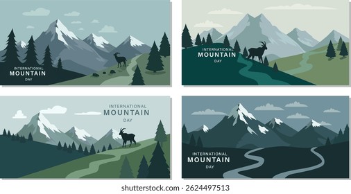 Peaceful International Mountain Day Illustration with Majestic Peaks