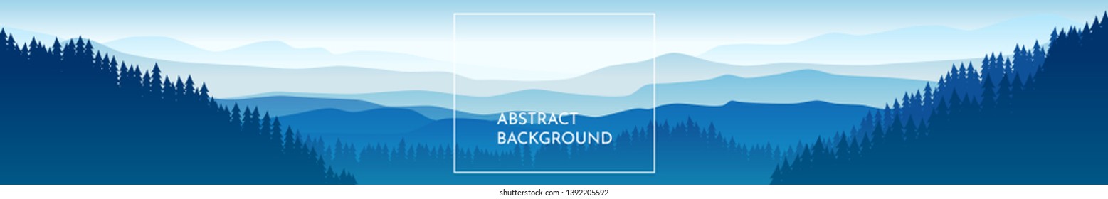 Peaceful landscape. Vector illustration. Minimalist style. Monotone colors. Wallpaper in the natural concept. Silhouettes of the mountains. Slopes, relief. Panoramic image