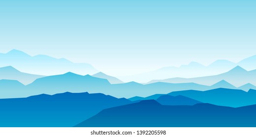 Peaceful landscape. Vector illustration. Minimalist style. Monotone colors. Wallpaper in the natural concept. Silhouettes of the mountains. Slopes, relief. Panoramic image