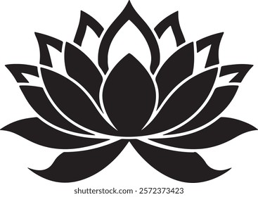 Peaceful Lotus Silhouette Vector for Tranquil Themes.