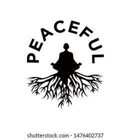 peaceful meditation simple logo template