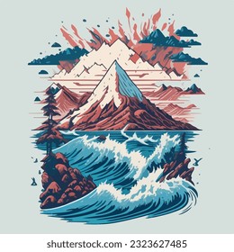 Peaceful meditation spot landscape in vector illustrator