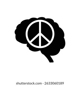 Peaceful mind brain peace symbol icon graphic.