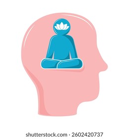 peaceful mind meditating figure inside the head