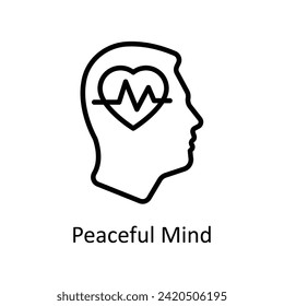 Peaceful Mind vector outline icon style illustration. EPS 10 File