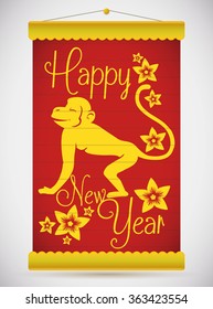 Peaceful monkey in louver with New Year subject.