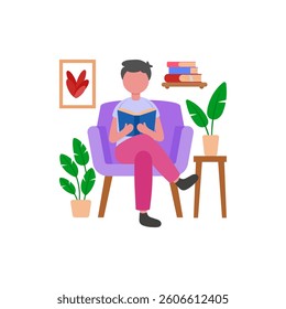 Peaceful Morning Reading Time Vector Illustration