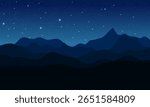peaceful night landscape with layered mountains and sparkling stars in a deep blue sky