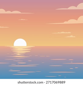Vector de paisaje de puesta de sol del océano pacífico