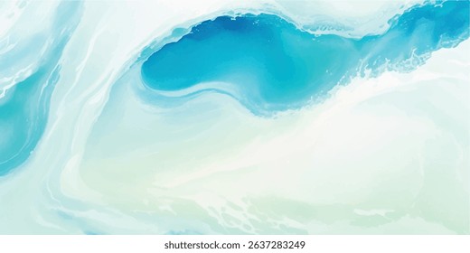 Peaceful Ocean Wave Design with Gentle Watercolor Touches in Soft Blue and Green, Ideal for Elegant Backgrounds and Creative Projects Focused on Calm Water Themes.
