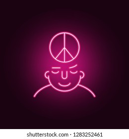 Peaceful On Mind Icon. Elements Of What Is In Your Mind In Neon Style Icons. Simple Icon For Websites, Web Design, Mobile App, Info Graphics