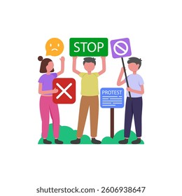Peaceful Political Protest Gathering Vector Illustration