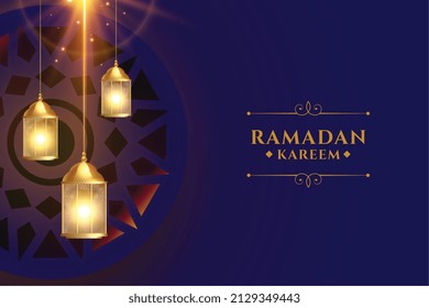 peaceful ramadan kareem islamic eid festival lantern greeting background