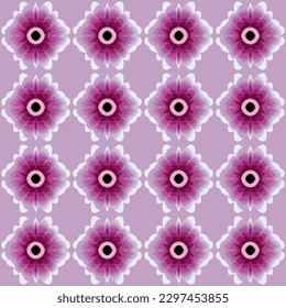 Peaceful and retro pink and white clematis floral seamless pattern with flowery pastel motifs, perfect for holiday bedding or greeting cards.
