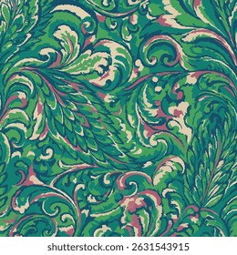peaceful shades of green, the warm touch of pink and the balanced softness of cream come together to create a vibrant and intertwined visual harmony