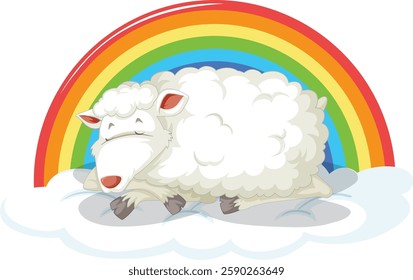 A peaceful sheep sleeping on fluffy clouds