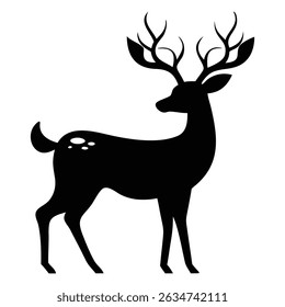 A peaceful silhouette of a deer standing in a misty forest, evoking calm, wilderness, and the beauty of nature’s solitude vector illustration