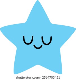 Peaceful Sleeping Blue Star Simple Vector Illustration
