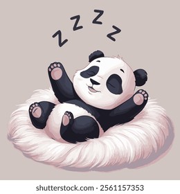 A Peaceful Slumber: A Dreamy Panda Cub Napping in a Fluffy Nest