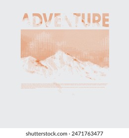 Ein ruhiger Schneeberg, Wolken und Typografie.