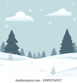 Peaceful Snowy Woods Vector Illustrator Design