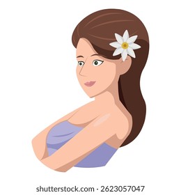 Señora de spa tranquilo con flor. Ilustración vectorial