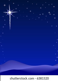 Peaceful starry night background scene. Vector Illustration