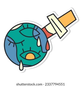 Peaceful sticker vintage bright, groovy print 70s,2000.Y2k.Vector flat illustration.