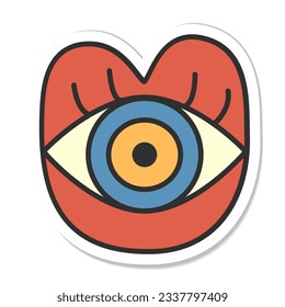 Peaceful sticker vintage bright, groovy print 70s,2000.Y2k.Vector flat illustration.