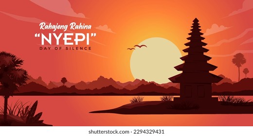 Peaceful Sunset in Bali island happy silence day background