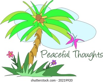 Peaceful Thoughts Palm Tree Vector