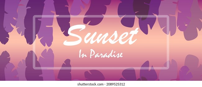 Tranquila puesta de sol tropical. Fondo vectorial.