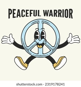 Peaceful Warrior With Peace Groovy Character Design