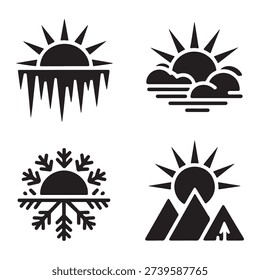 Peaceful weather sun and cloud silhouette for seasonal graphics