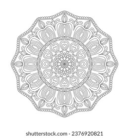 Peaceful whirls adult mandala coloring book page for kdp book interior. Peaceful Petals, Ability to Relax, Brain Experiences, Harmonious Haven, Peaceful Portraits, Blossoming Beauty mandala design.