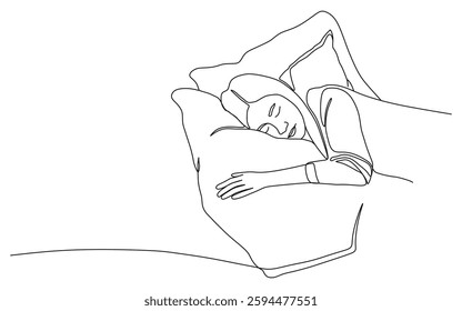 Peaceful Woman Sleeping — Minimalist Line Art Illustration