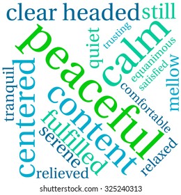 Peaceful word cloud on a white background.