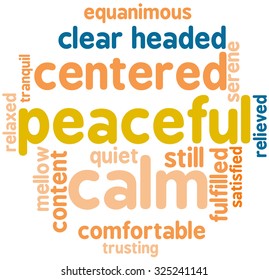 Peaceful word cloud on a white background.