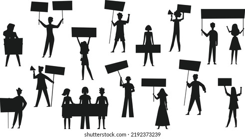 Peaceful-protest-march Peaceful Protest March Vector Silhouettes.